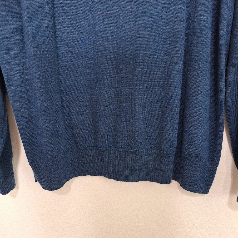 Calvin Klein Blue 100% Merino Wool Preppy Business Casual Knit Sweater Size XL